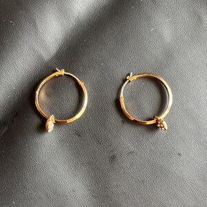 Rose Gold Hoop Earrings with heart Charm